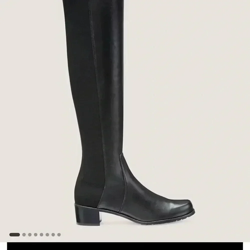 Stuart Weitzman Reserve Black Leather Over the Knee Boots Size